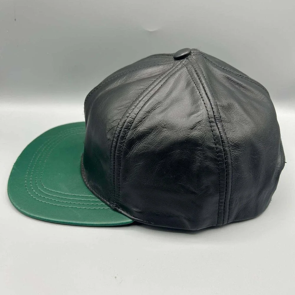 Boston Celtics NBA Hat‎ Men Black Green Leather Adidas Snap Back Cap